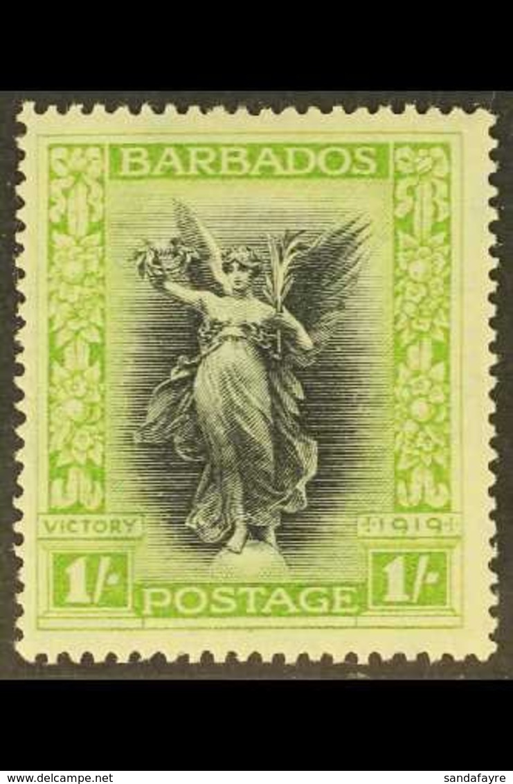 1920-1  1s Black & Bright Green, Wmk Mult Crown CA, Sideways Inverted And Reversed, SG 209y, Very Fine Mint. For More Im - Barbados (...-1966)