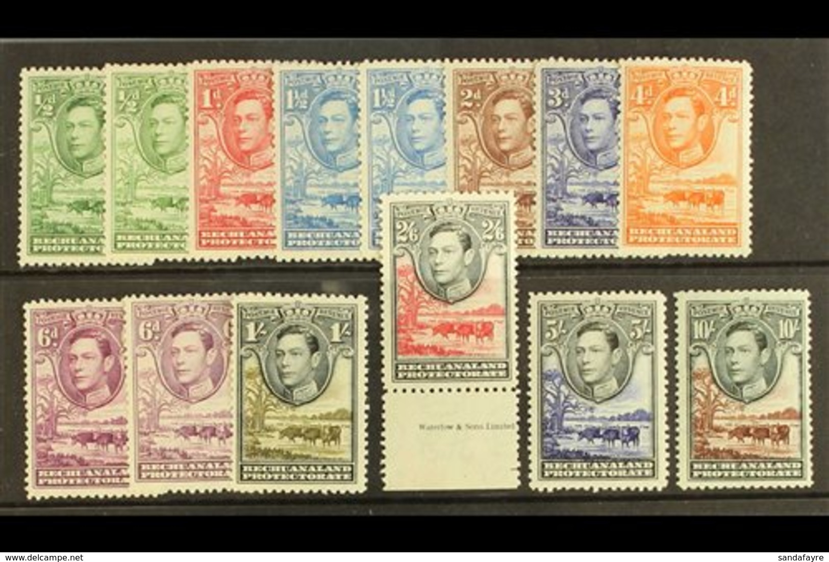 1938-52  KGVI Defins Complete Set Plus Listed Shades Of ½d, 1½d & 6d, SG.118/28, 118a, 120a, 124a, Very Fine Mint (14).  - Autres & Non Classés