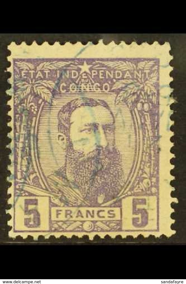 BELGIAN CONGO  1887-94 5f Violet King (SG 12, COB 11), Fine Used, Centered To Lower Left, Very Fresh. For More Images, P - Other & Unclassified