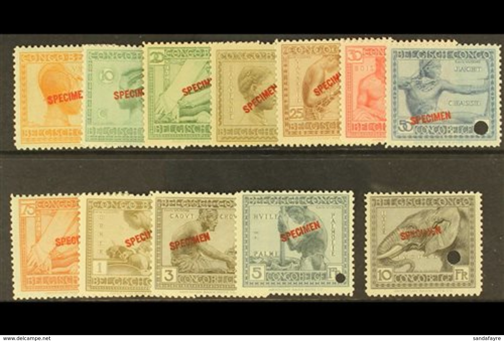 BELGIAN CONGO  1923-24 Pictorial Set, COB 106/117, Overprinted SPECIMEN, And With Security Punch Hole, Fine Never Hinged - Other & Unclassified