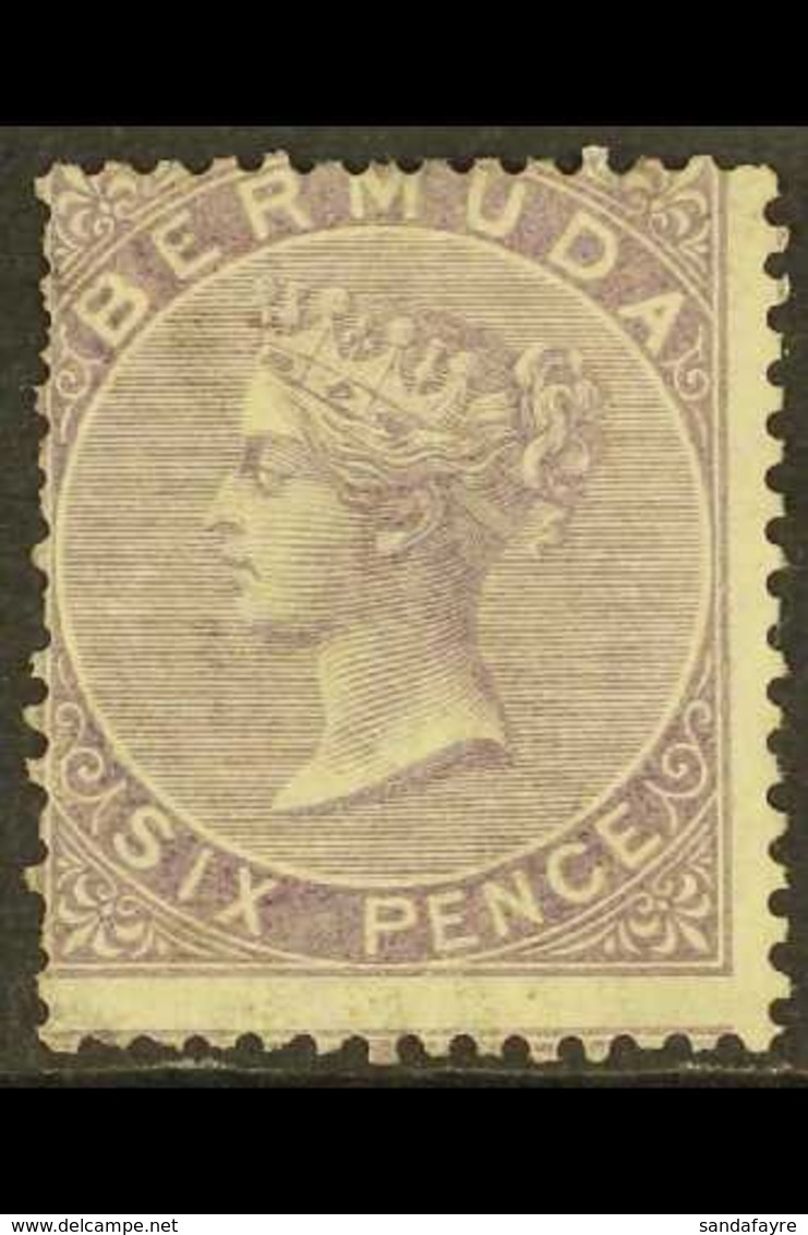 1865-1903  6d Dull Purple, SG 6, Unused No Gum, Some Short Perfs, Centred To Upper Left, Fresh Colour, Cat £1,000. For M - Bermuda