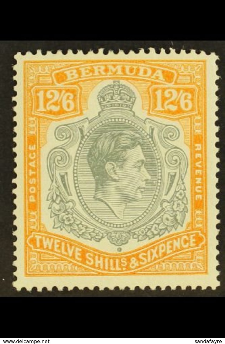 1938-53  12s6d Grey And Pale Orange, Perf 14 On Chalky Paper, SG 120b, Never Hinged Mint. For More Images, Please Visit  - Bermuda