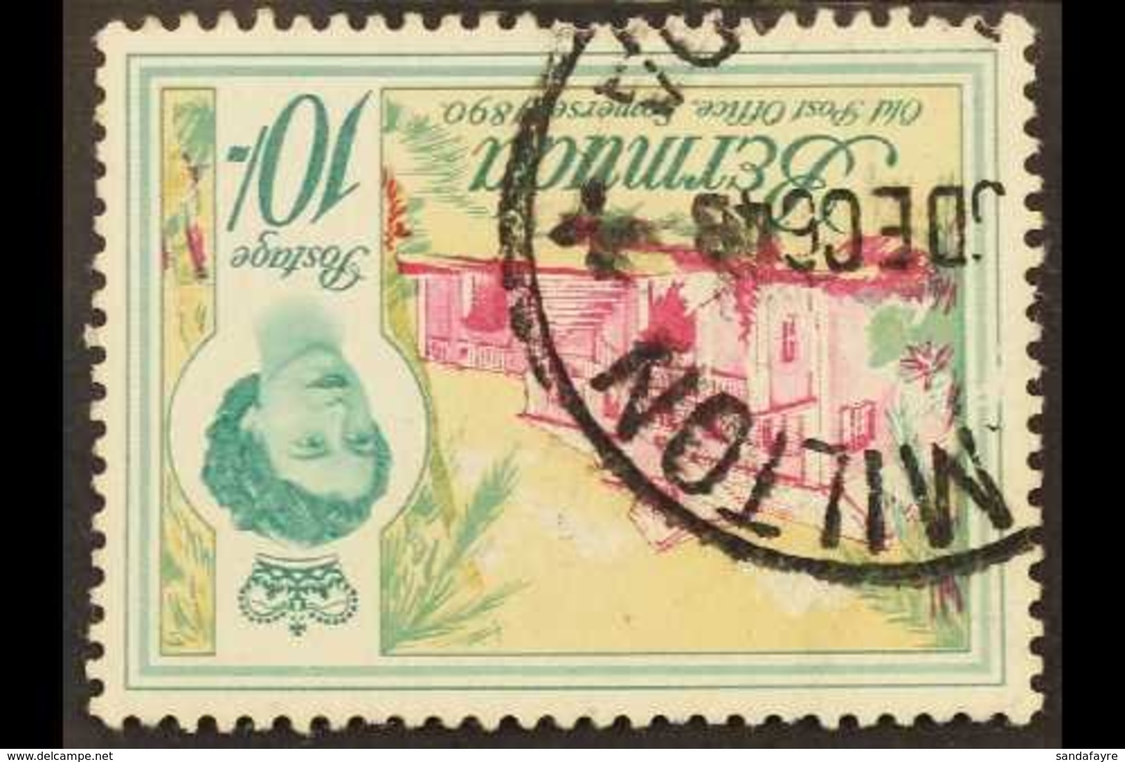 1962  10s Pictorial "Old Post Office" With WATERMARK INVERTED, SG 178w, Fine Used. A Rare Stamp. RPS Cert. For More Imag - Bermudes