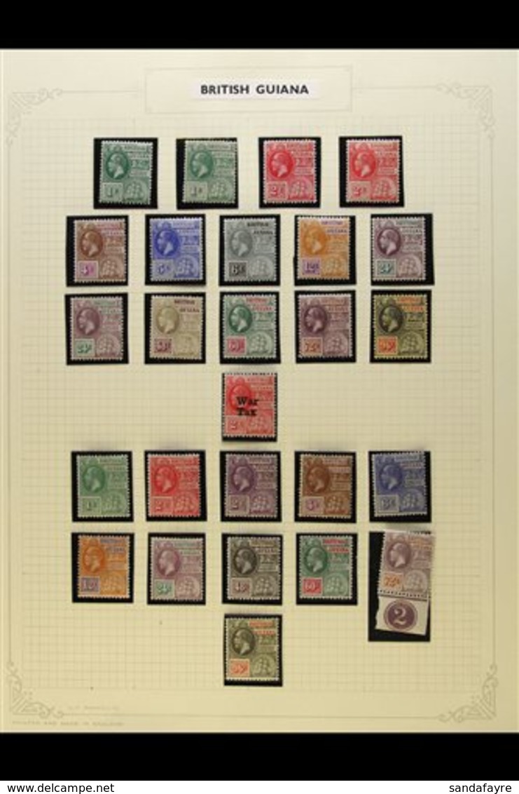 1913-1951 COMPLETE FINE MINT COLLECTION  In Hingeless Mounts On Leaves, ALL DIFFERENT, Inc 1913-21 Set, 1921-27 Set, 193 - British Guiana (...-1966)