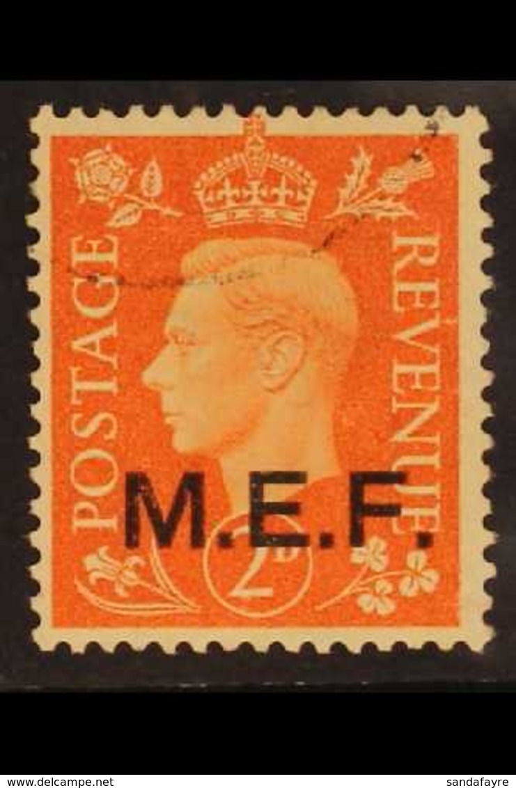 M.E.F.  1942 2d Orange, Ovptd Type M2 (regular Lettering, Square Stops), SG M7, Very Fine Used. RPS Cert. For More Image - Italian Eastern Africa