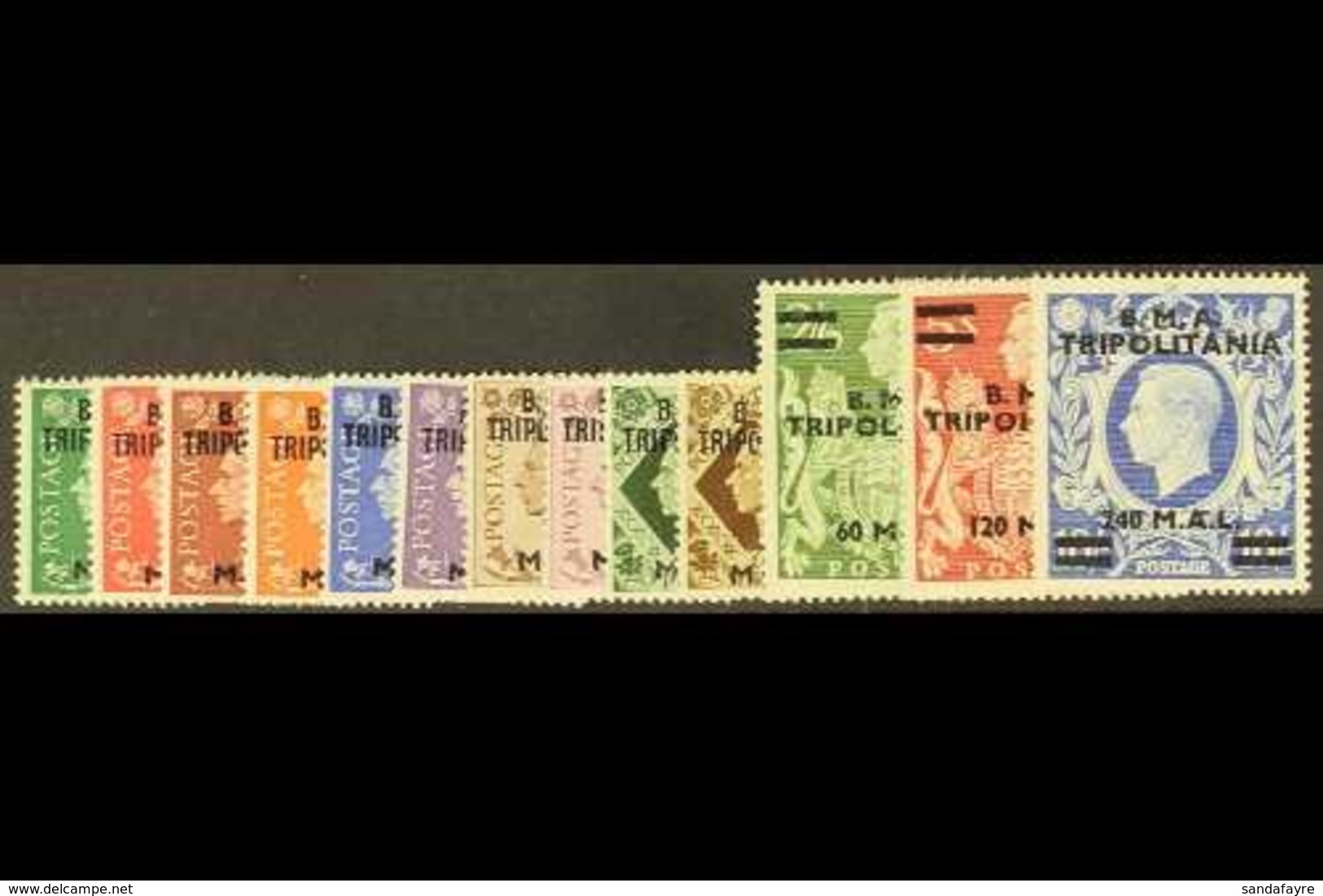 TRIPOLITANIA  1948 B.M.A. Surcharge Set Complete, SG T1/13, Very Fine Never Hinged Mint. (13 Stamps) For More Images, Pl - Italian Eastern Africa