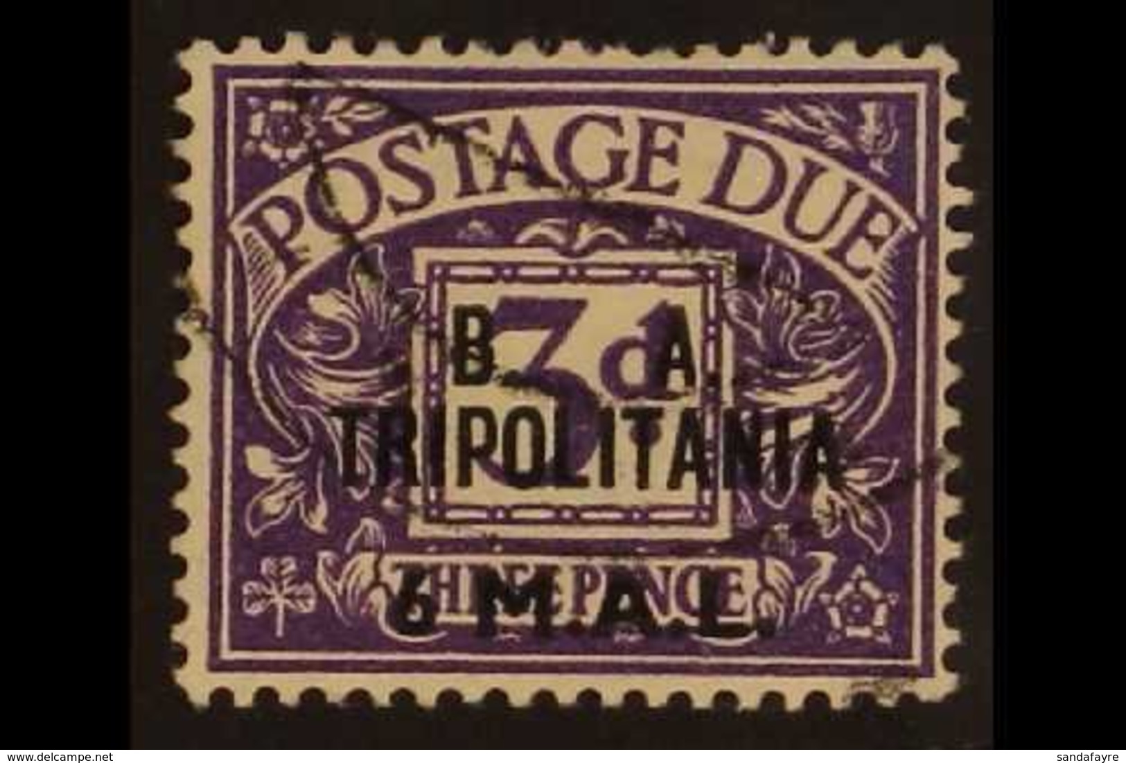 TRIPOLITANIA  POSTAGE DUES - 1950 6L On 3d Violet Variety "wmk Sideways Inverted", SG TD9w, Very Fine Used. RPS Cert. Fo - Italian Eastern Africa