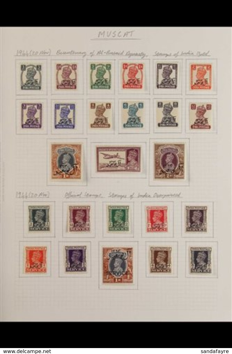 1944 - 1961 FRESH MINT ONLY COLLECTION  Mainly Complete Sets On Pages Including Muscat & Oman 1944 Postage And Official  - Bahrain (...-1965)