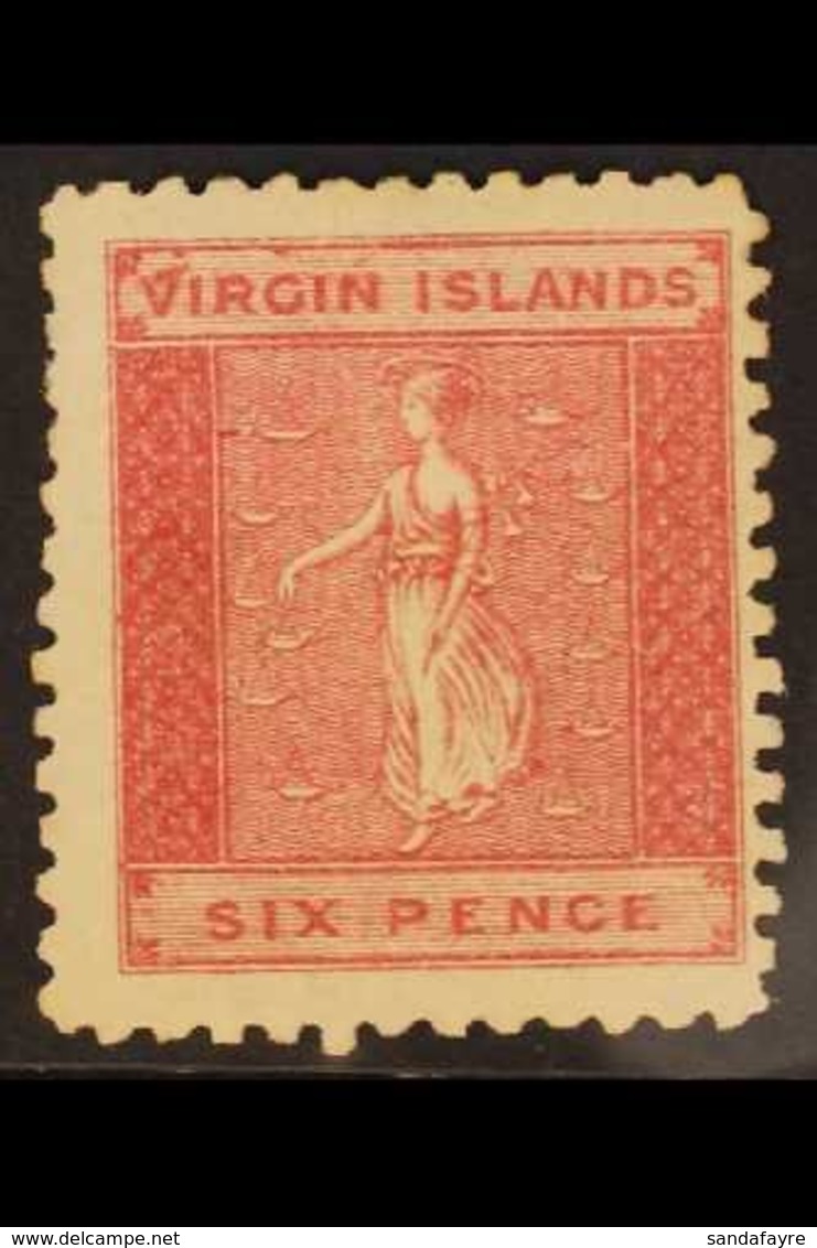 1866  1d Rose-red Toned Paper LARGE 'V' IN 'VIRGIN' (first Stage) Variety, Position R. 2/1, SG 7a, Mint Large Part Og, A - British Virgin Islands