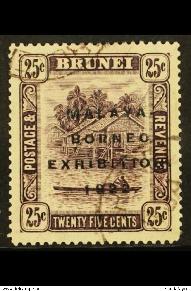 1922  25c Deep Dull Purple With SHORT "I" IN EXHIBITION Variety, SG 57a, Very Fine Used With The Variety Clear. For More - Brunei (...-1984)