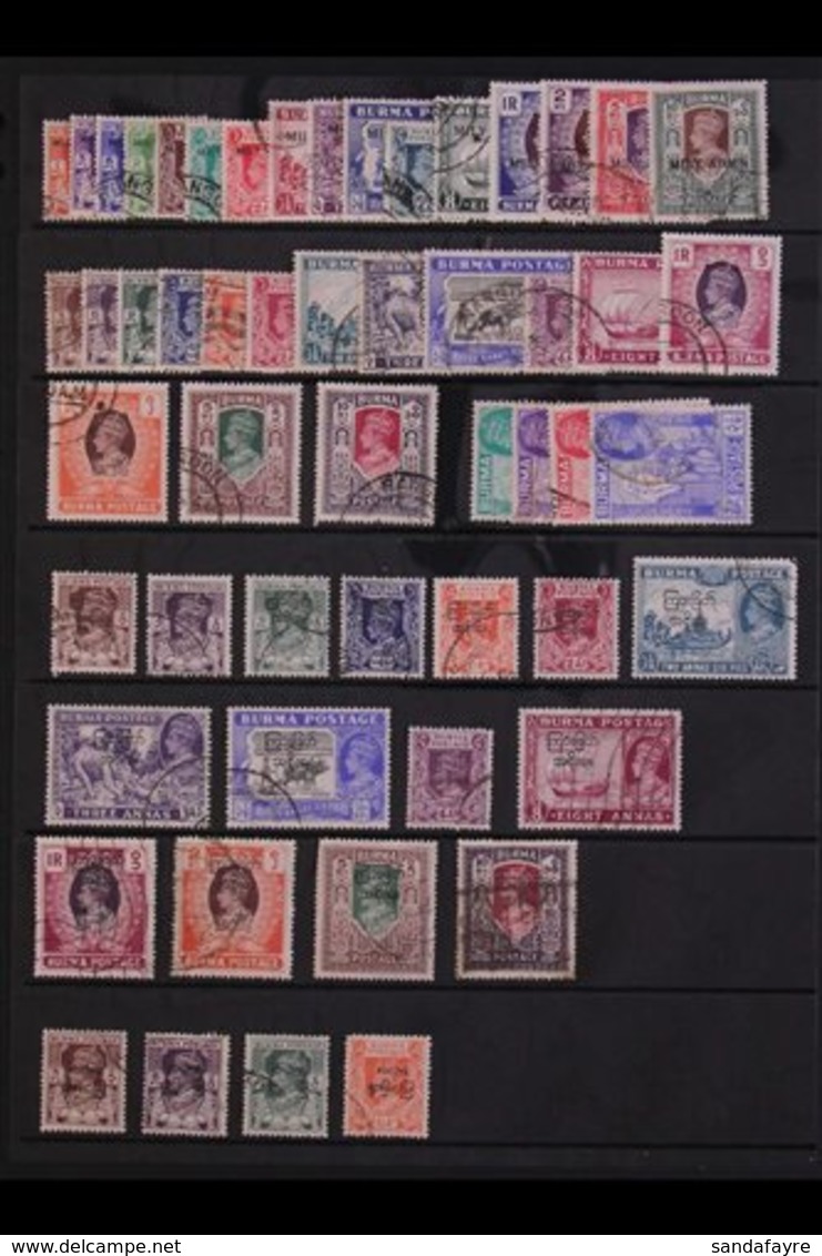 1937-47 FINE USED COLLECTION  An All Different Collection Which Includes (Postage Issues) 1945 Set, 1946 New Colours Com - Burma (...-1947)