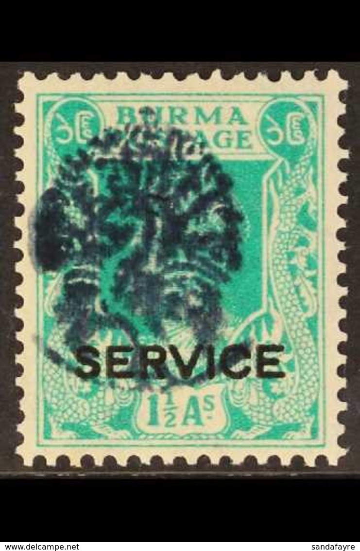 JAPANESE OCCUPATION  1942 1½a Turquoise-green Official Stamp Of King George VI With Type 5 Peacock Overprint In Blue-bla - Burma (...-1947)