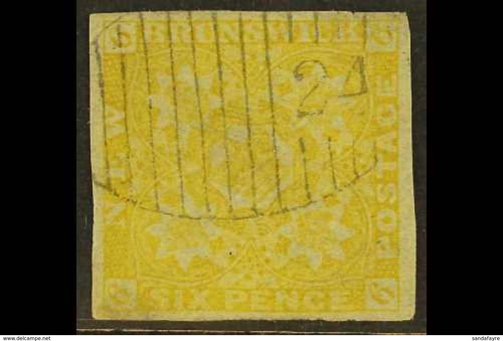 1851-60  6d Yellow, SG 3, Good Colour With Four Margins And Neat "24" Cancel, Small Thin And Ironed Crease. For More Ima - Other & Unclassified