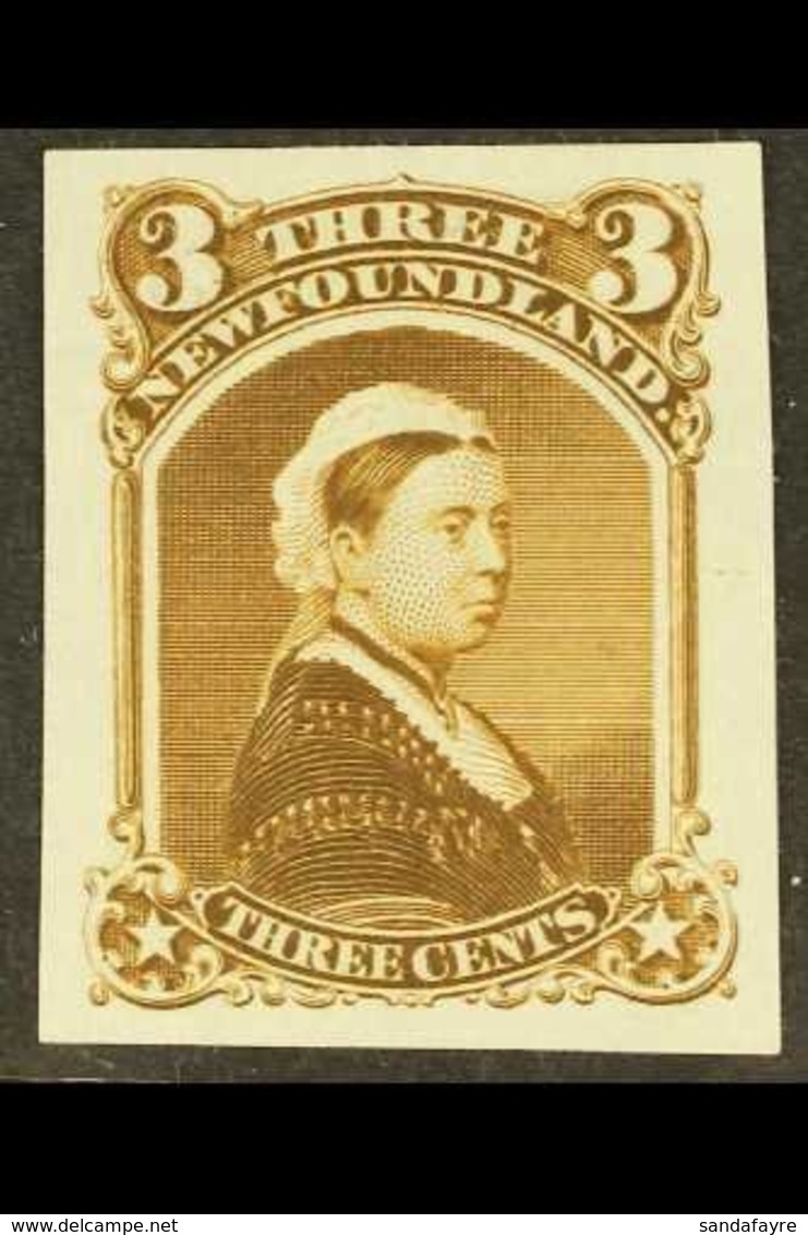 1868-73  3c Queen Victoria (as SG 36) Imperf Plate Proof In Brown On India Paper, Unitrade 33TCvi, Very Fine. For More I - Other & Unclassified