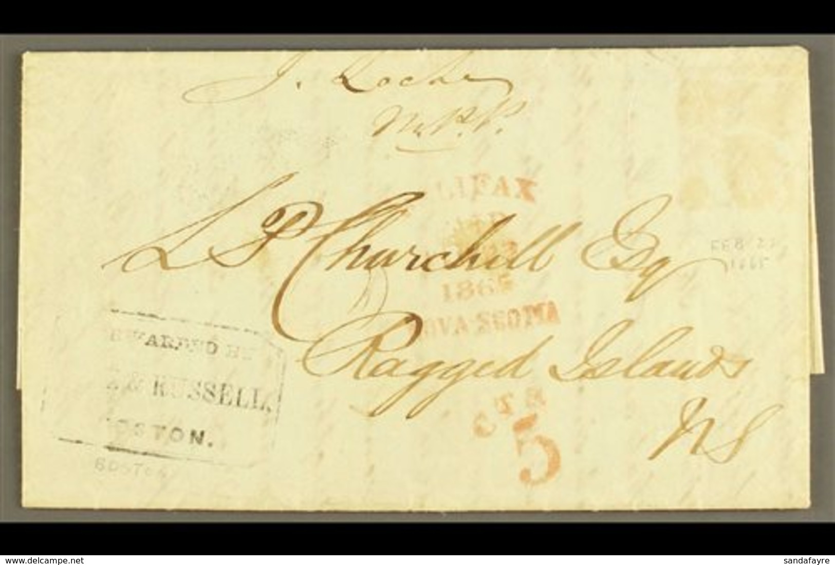 1865  (6 Feb) Stampless Entire Letter Regarding The Fish Trade Sent From Kingston (Jamaica) To A Mr Churchill At The Rem - Other & Unclassified