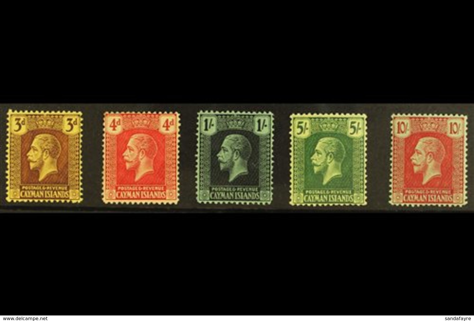 1921-26  Watermark Multi Crown CA Complete Set, SG 60/67, Fine Mint, The 10s Is Never Hinged. (5 Stamps) For More Images - Cayman Islands