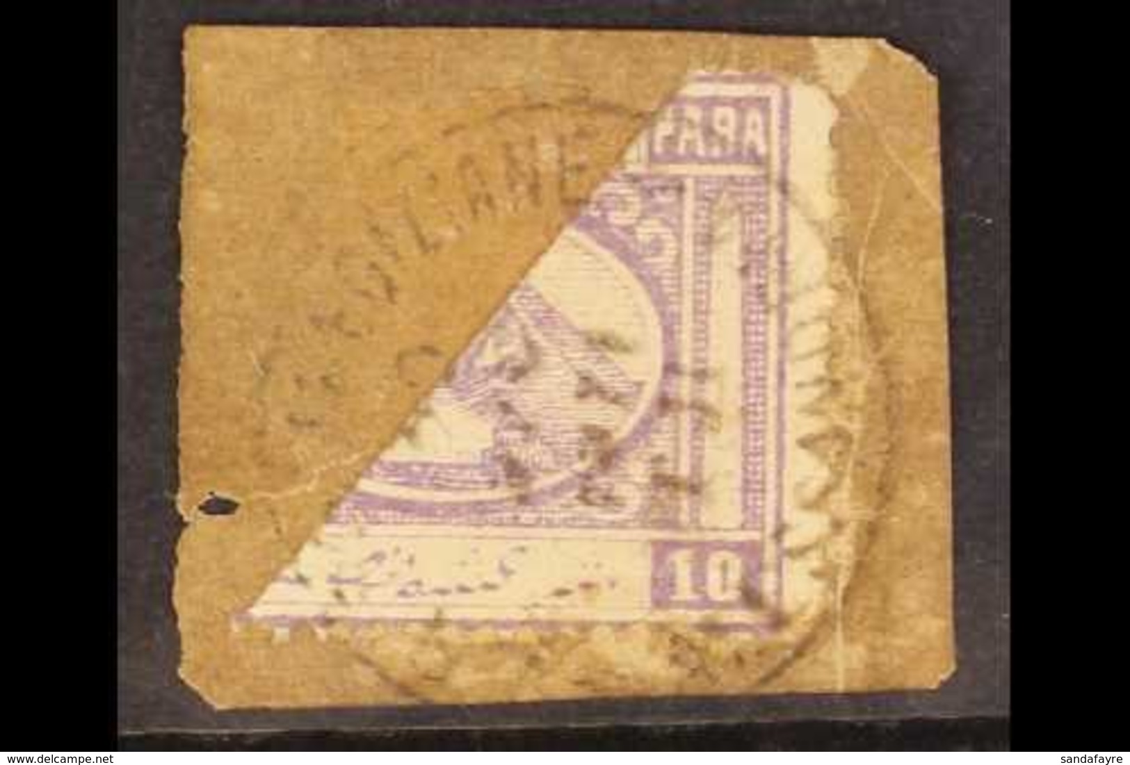 1871 ALEXANDRIA BISECT  10pa Bright Mauve, Diagonal Bisect, SG 12ba, On A Piece Tied By Clear Alessandria Cds. For More  - Other & Unclassified