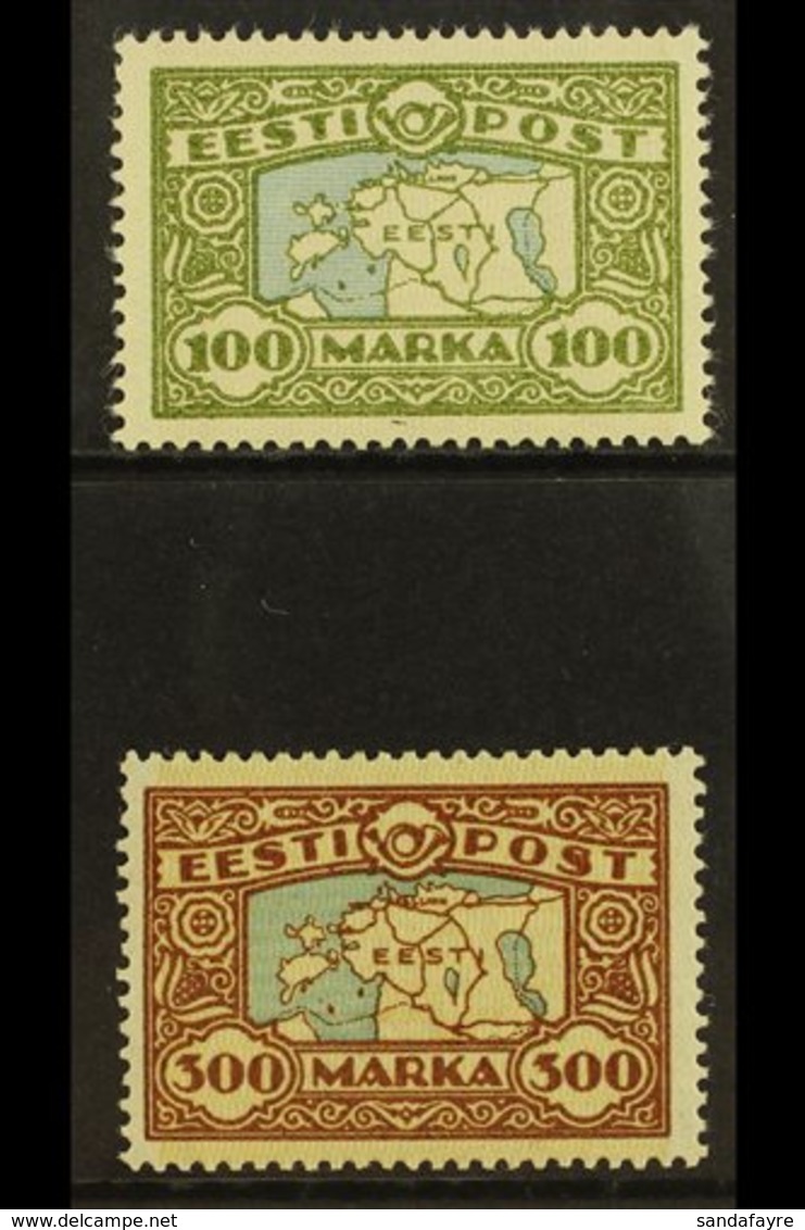 1923-24  Map Complete Set (SG 43/43a, Michel 40 & 54), Very Fine Mint, Fresh. (2 Stamps) For More Images, Please Visit H - Estonia