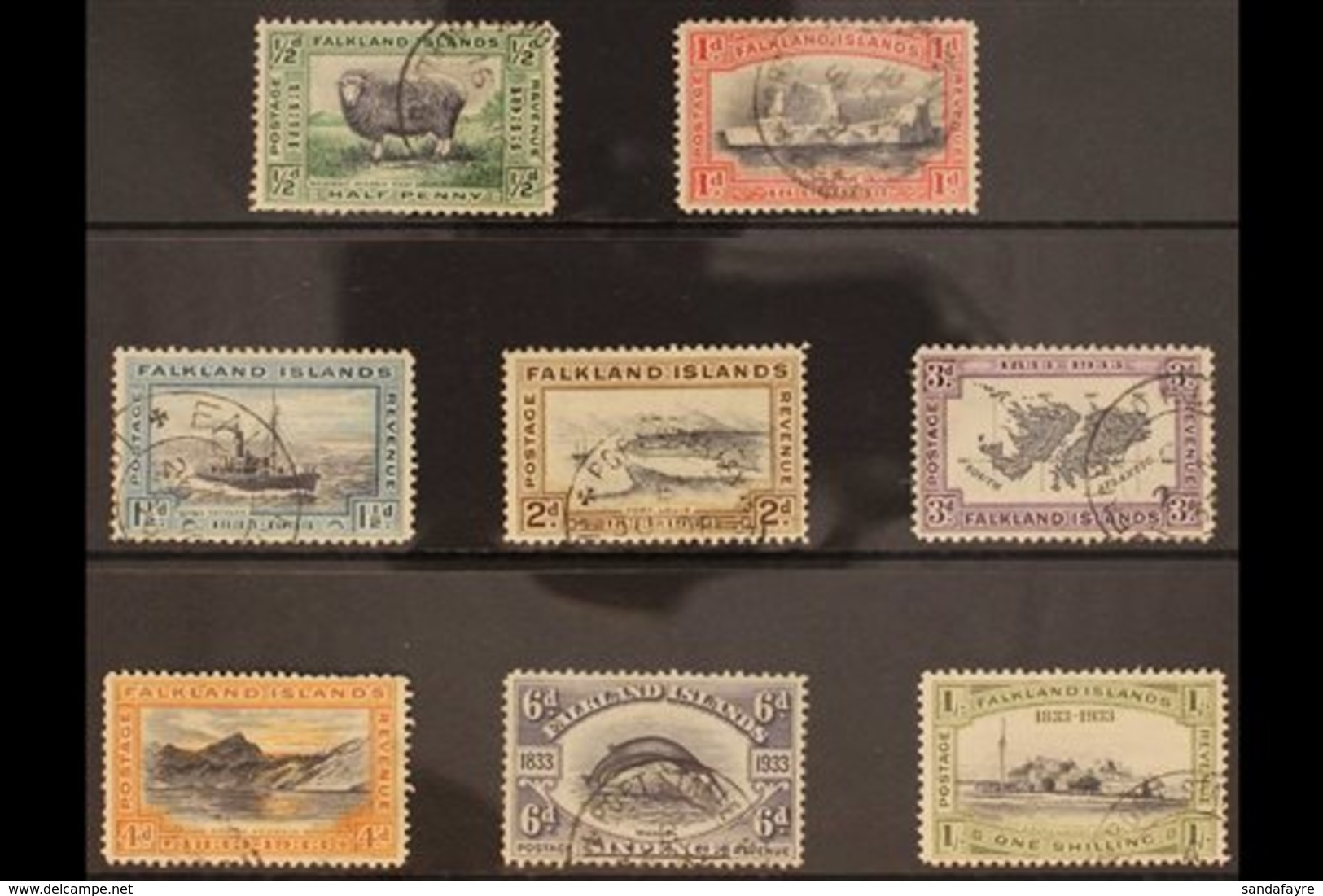 1933  Centenary Set To 1s Complete, SG 127/34, A Few Shortish Perfs, Good To Fine Used. (8 Stamps) For More Images, Plea - Falkland Islands