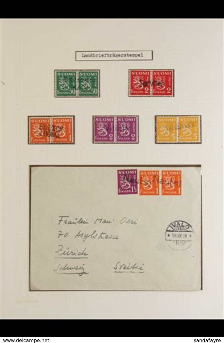 COUNTRY POSTMAN CANCELS  1939 Cover To Switzerland Bearing Definitive 1½m Mauve And 1m Orange Pair Tied By "Nautsi" Stra - Other & Unclassified