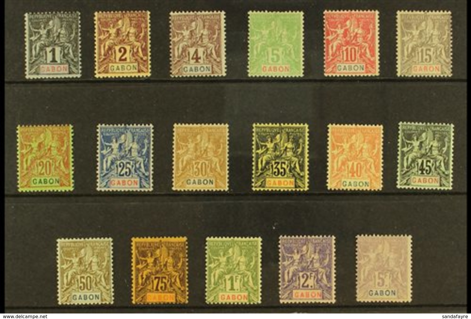 GABON  1904-07 Tablets Complete Set (Yvert 16/32, SG 16/32), Fine Mint, 5f With Small Thin, Very Fresh. (17 Stamps) For  - Other & Unclassified