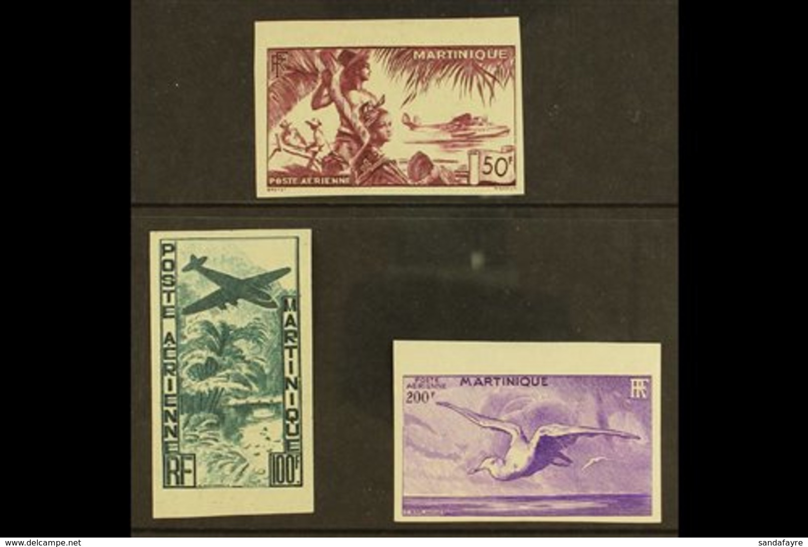 MARTINIQUE  1947 50f, 100f, And 200f Airs Complete Set IMPERF, Yvert 13/15, Very Fine Mint. (3 Stamps) For More Images,  - Other & Unclassified