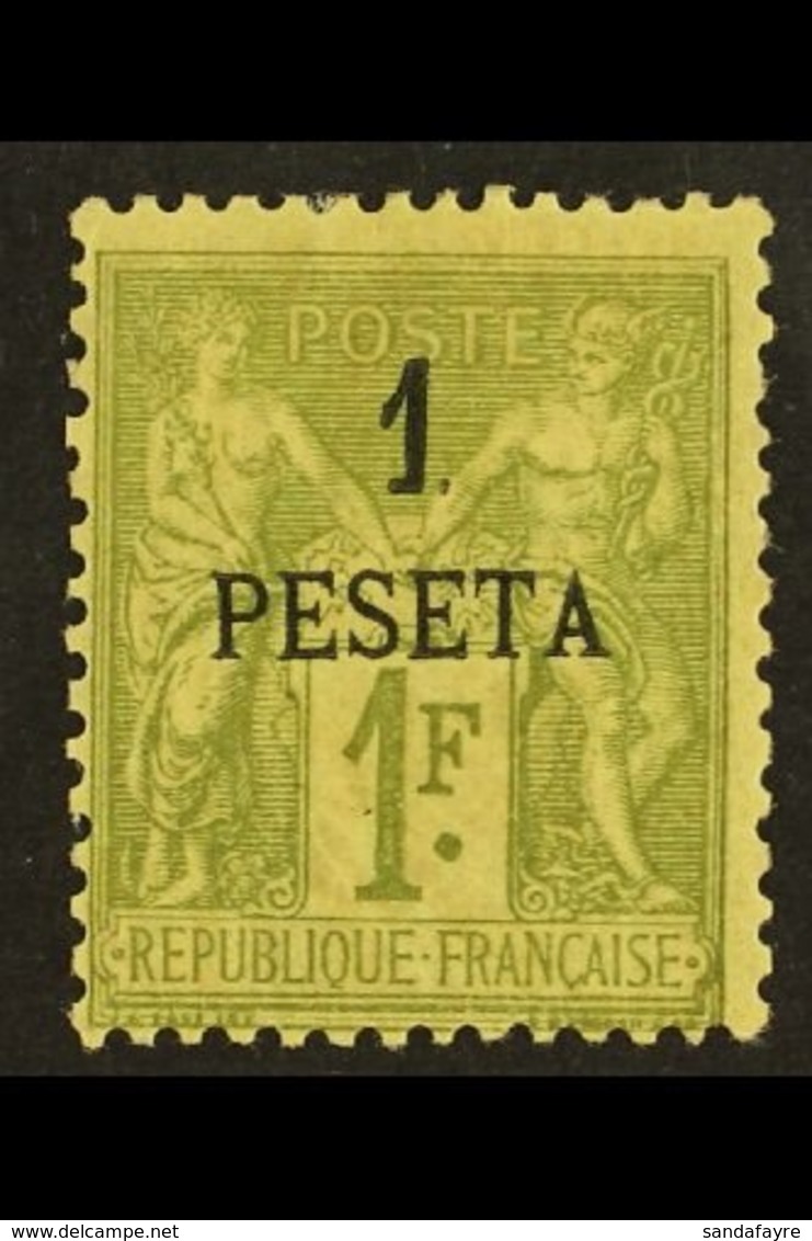 MOROCCO  1891 1p On 1fr Olive, Yv 8, Very Fine And Fresh Mint. For More Images, Please Visit Http://www.sandafayre.com/i - Other & Unclassified