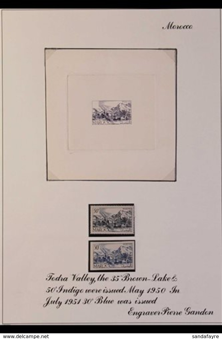 MOROCCO  1950-51 "Todra Valley" Design Superb Imperf SUNKEN DIE PROOF Printed In Violet-blue On Card, With Blank Value T - Sonstige & Ohne Zuordnung