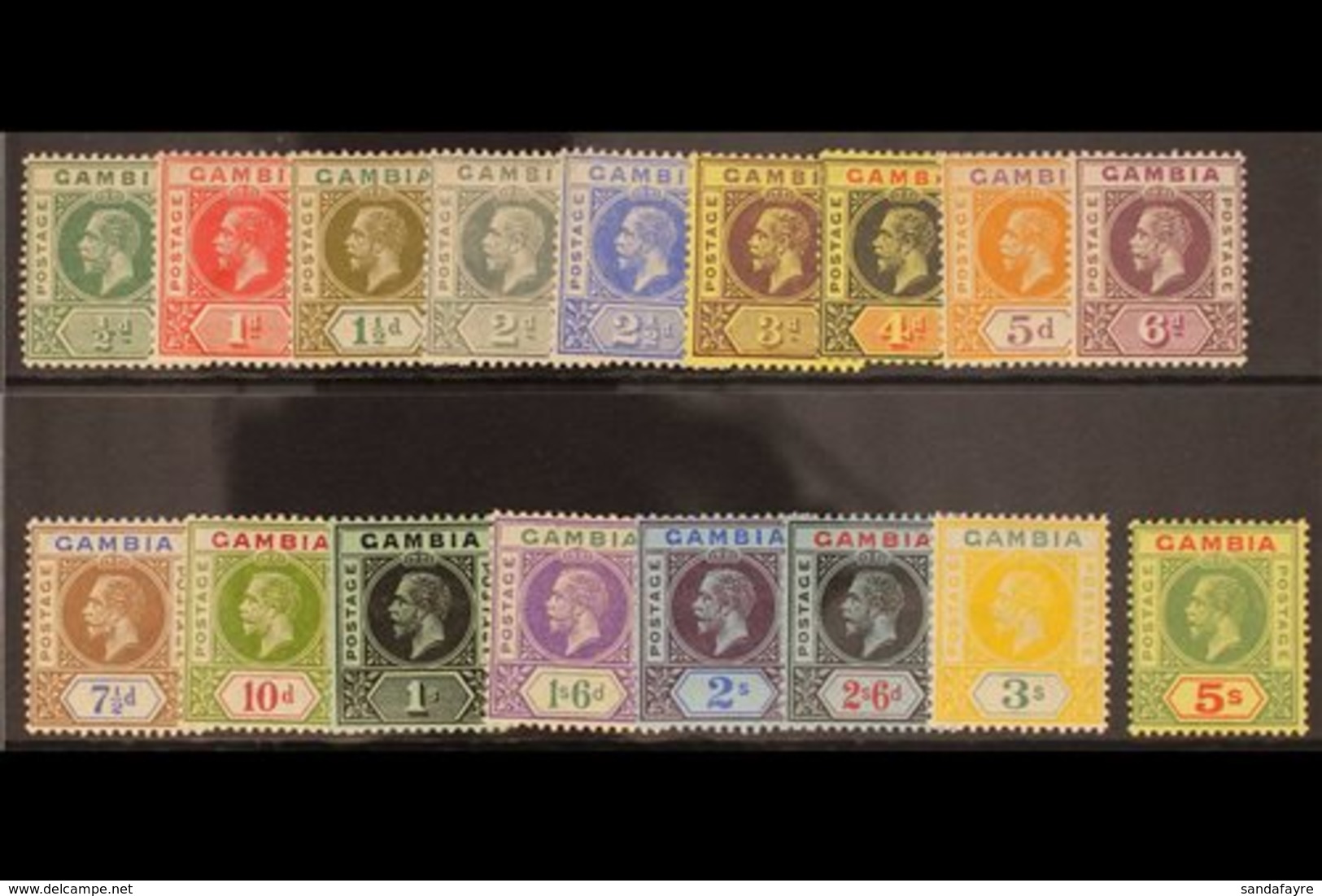 1912-22  KGV MCA Wmk Complete Definitive Set, SG 86/102, Fine Mint. (17 Stamps) For More Images, Please Visit Http://www - Gambia (...-1964)