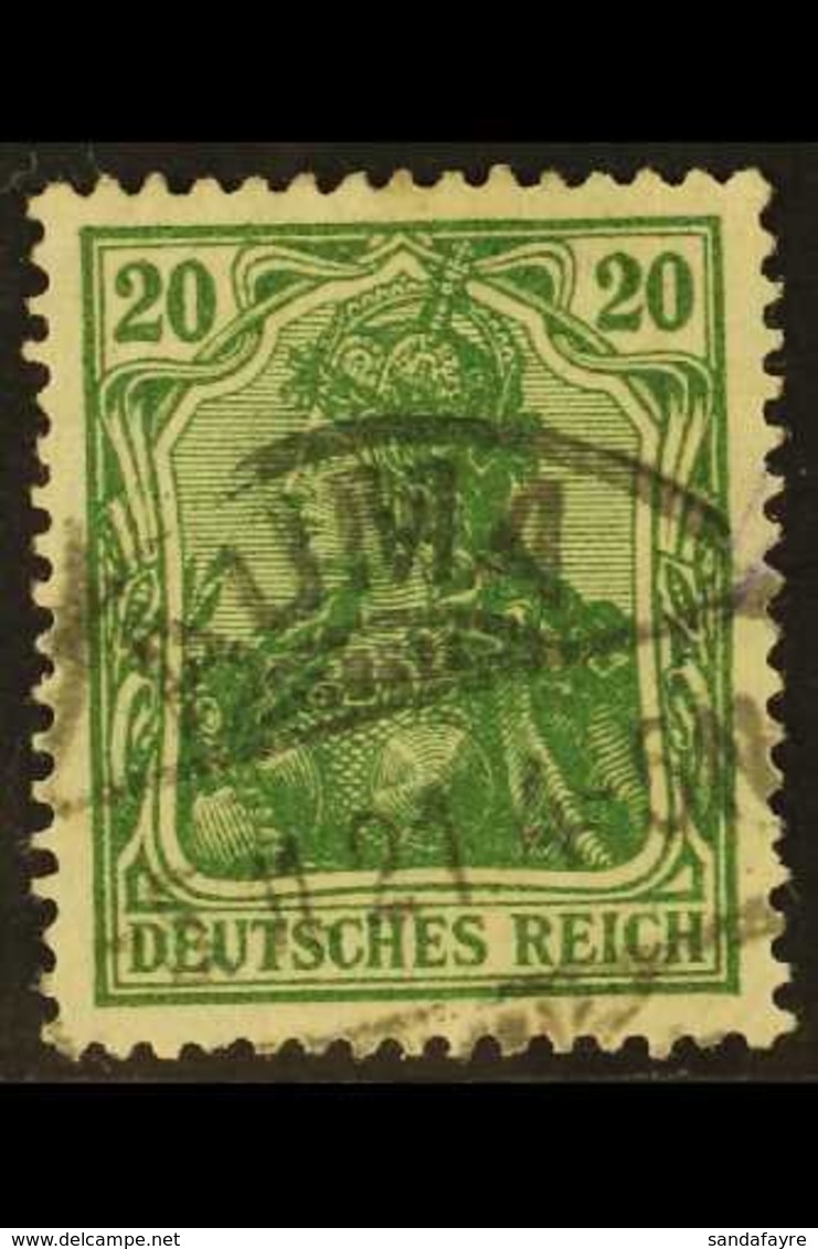 1920-21  20pf Dunkleblaugrun Germania, Michel 143c, Fine Used With Fully Dated Cds Cancel, Shade Identified & Expertized - Other & Unclassified