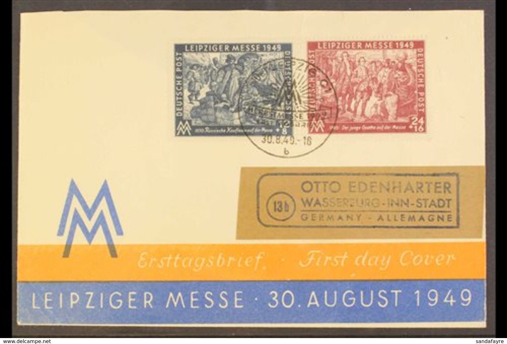 RUSSIAN ZONE  1949 Leipzig Fair Complete Set (Michel 240/41, SG R60/61) On Illustrated First Day Cover (missing Back Fla - Other & Unclassified