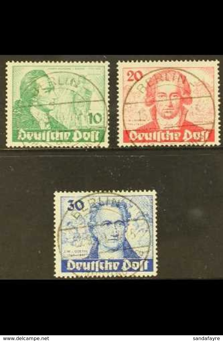1949  Goethe Complete Set (Michel 61/63, SG B61/63), Superb Cds Used, Very Fresh, All Expertized Schlegel BPP. (3 Stamps - Other & Unclassified