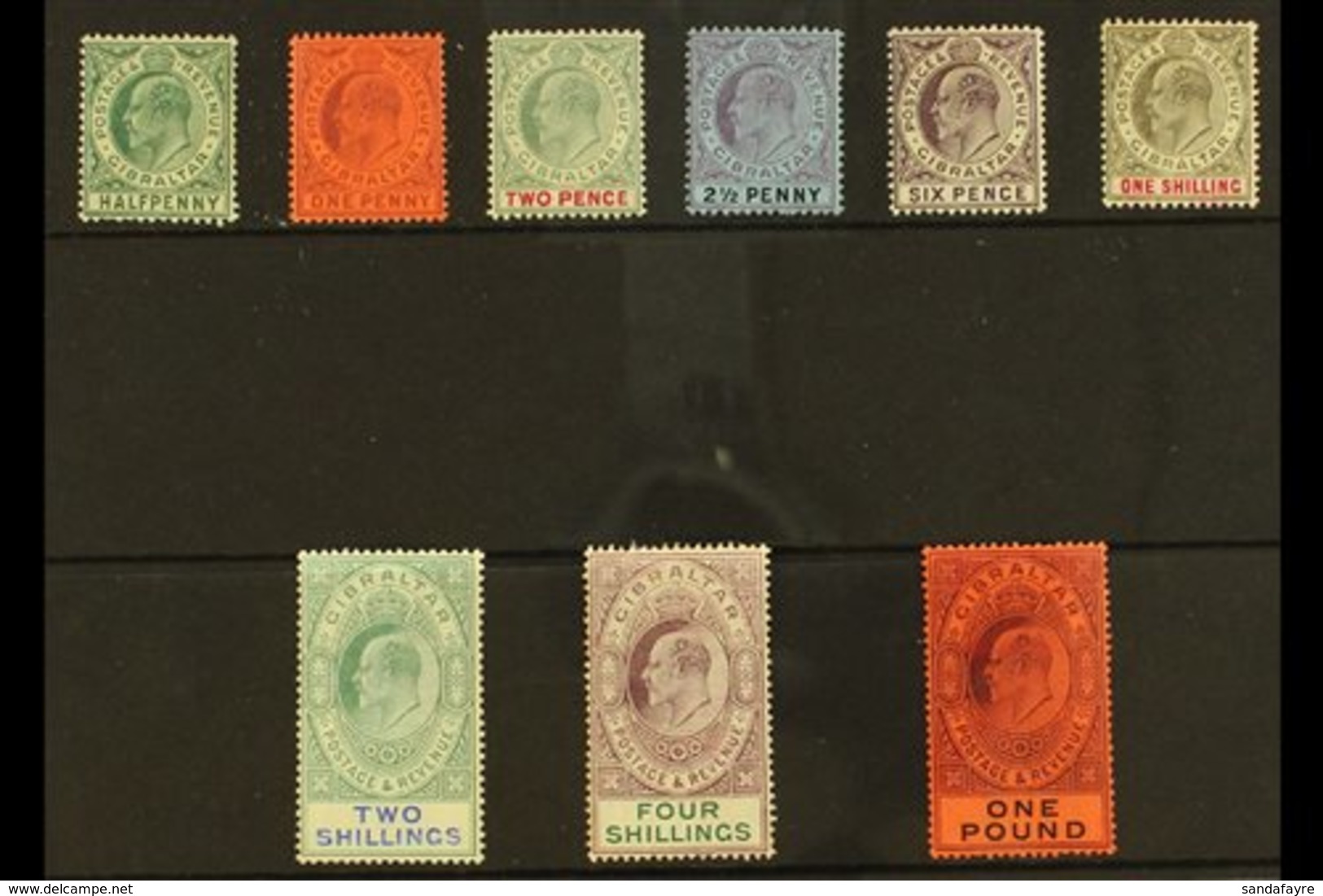 1904-08  Complete Definitive Set, SG 56/64, Mint, The 4s With Some Toned Perfs On The Back, Most Others Fine. (9 Stamps) - Gibraltar