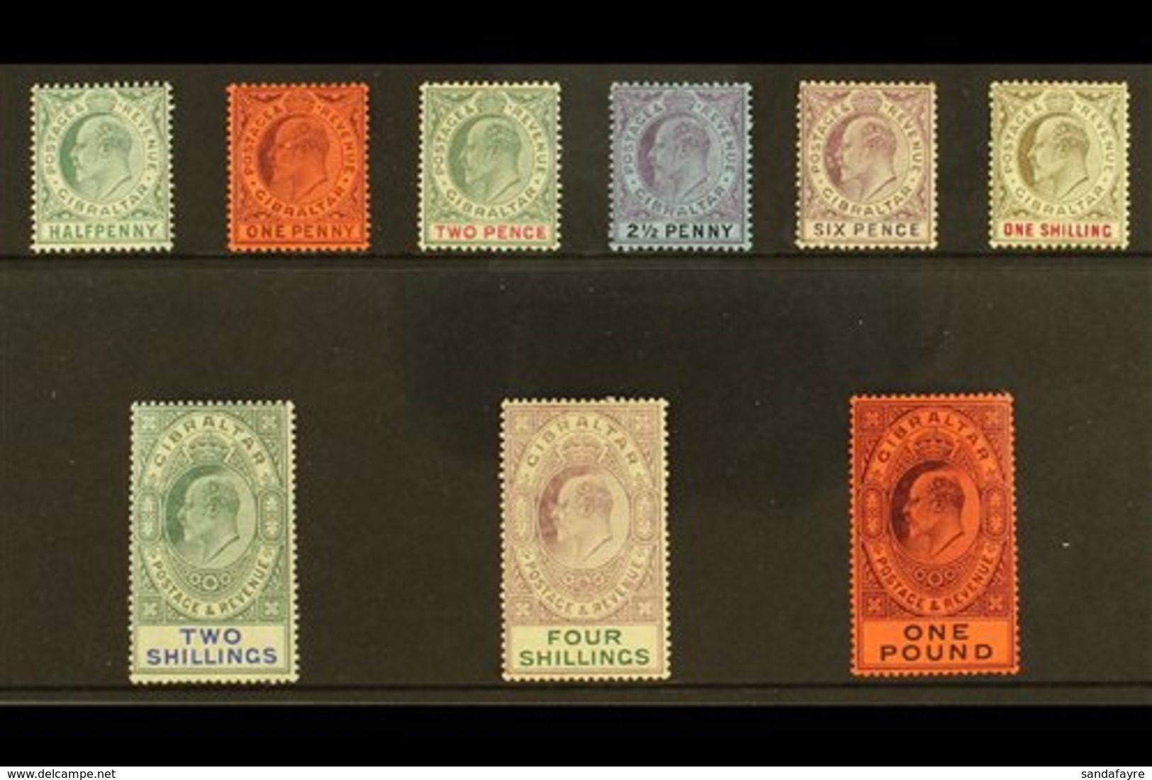 1904-08  KEVII Definitive Set, SG 56/64, Some Tiny Imperfections, Generally Fine Mint, The £1 Value Is Superb With Virtu - Gibraltar