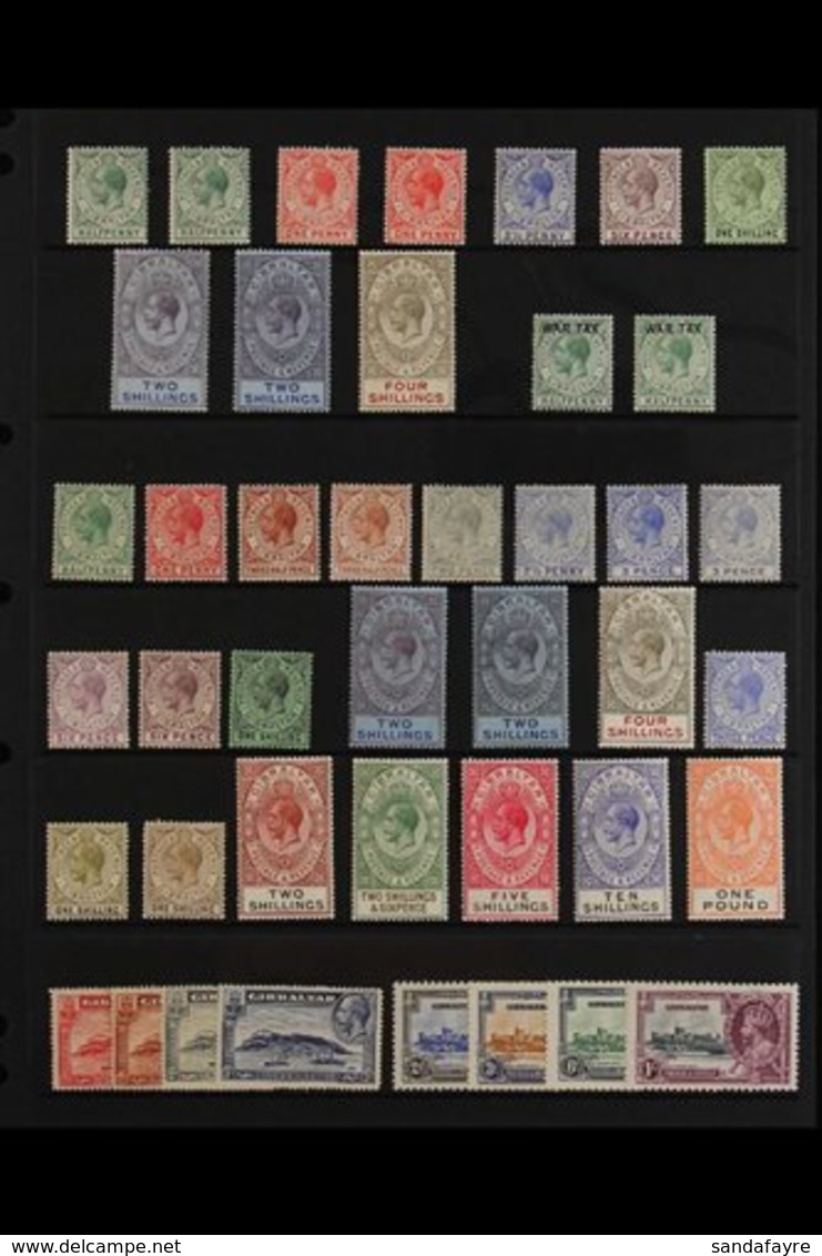 1912-36 KGV MINT COLLECTION  Presented On A Stock Page That Includes 1912-24 MCA Wmk Range With Most Values  To 2s & 4s, - Gibraltar