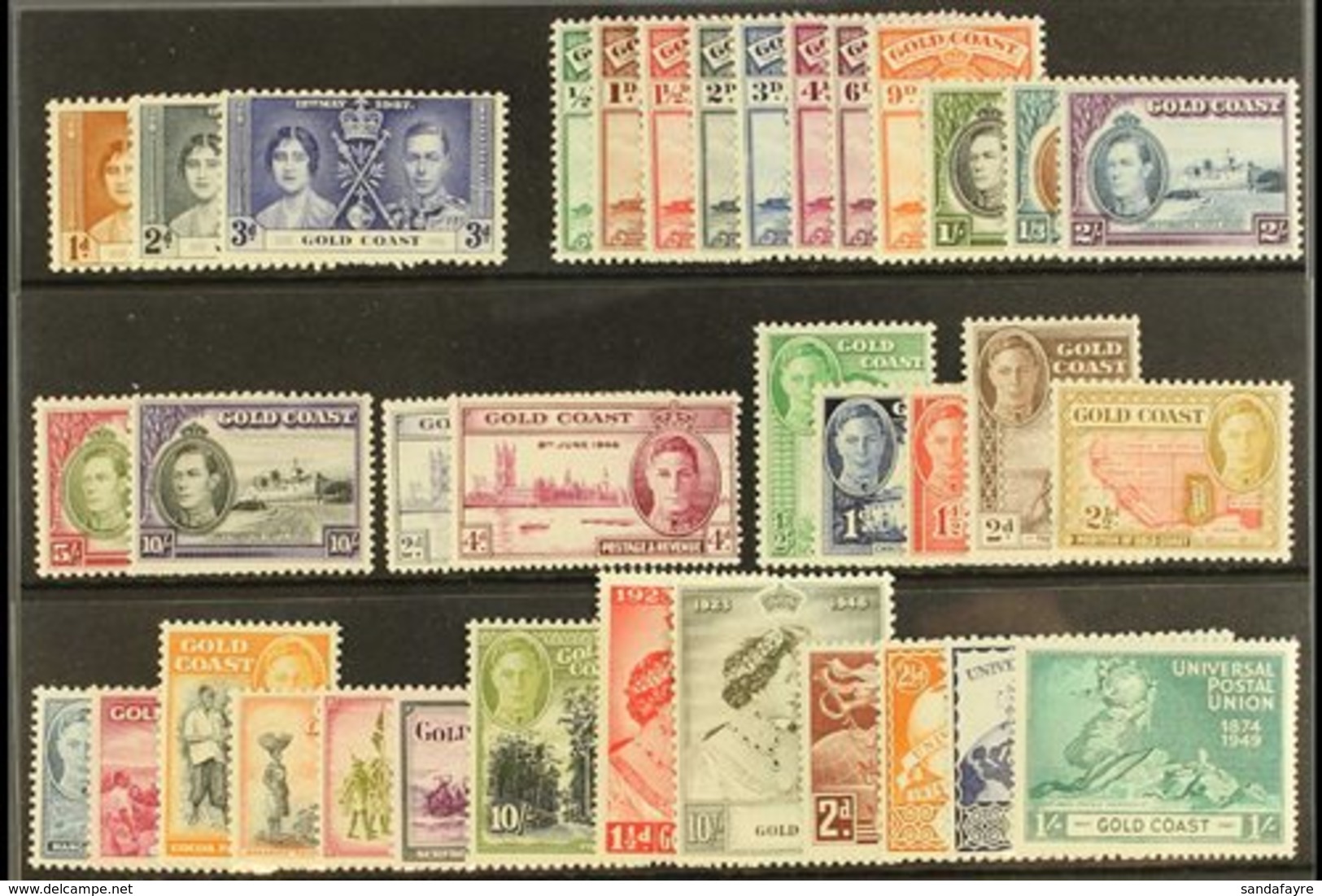 1937-1949 COMPLETE MINT.  An Attractive Selection Presented On A Stock Card Offering A Complete "Basic" Collection From  - Gold Coast (...-1957)