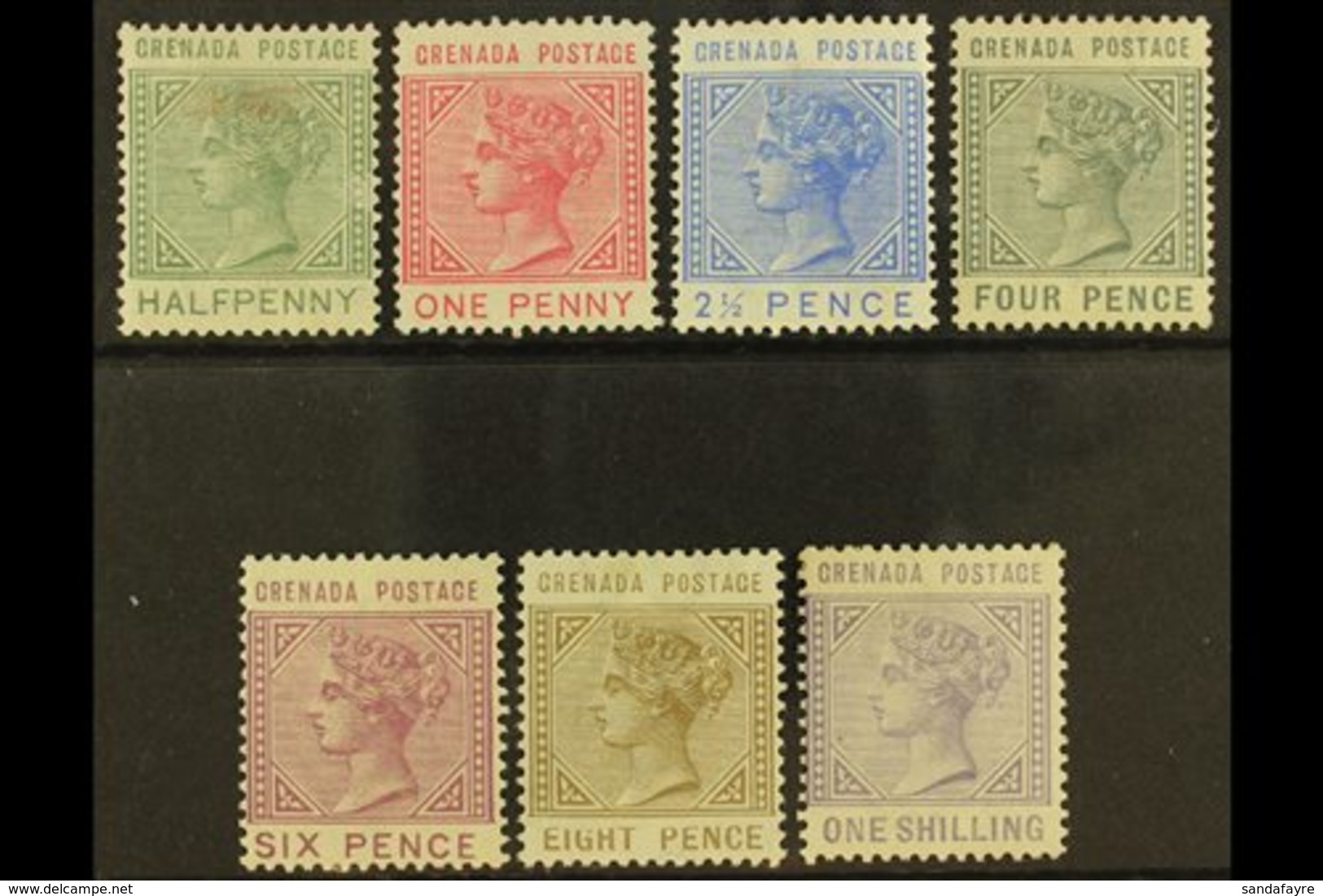 1883  Complete Definitive Set, SG 30/36, Mint, The 1d Unused Without Gum. (7 Stamps) For More Images, Please Visit Http: - Grenada (...-1974)