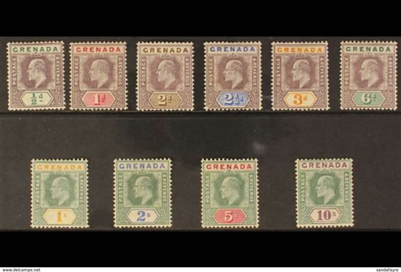 1902  King Edward VII Complete Definitive Set, Watermark Crown CA, SG 57/66, Very Fine Mint With Some Of The Stamps Neve - Grenada (...-1974)