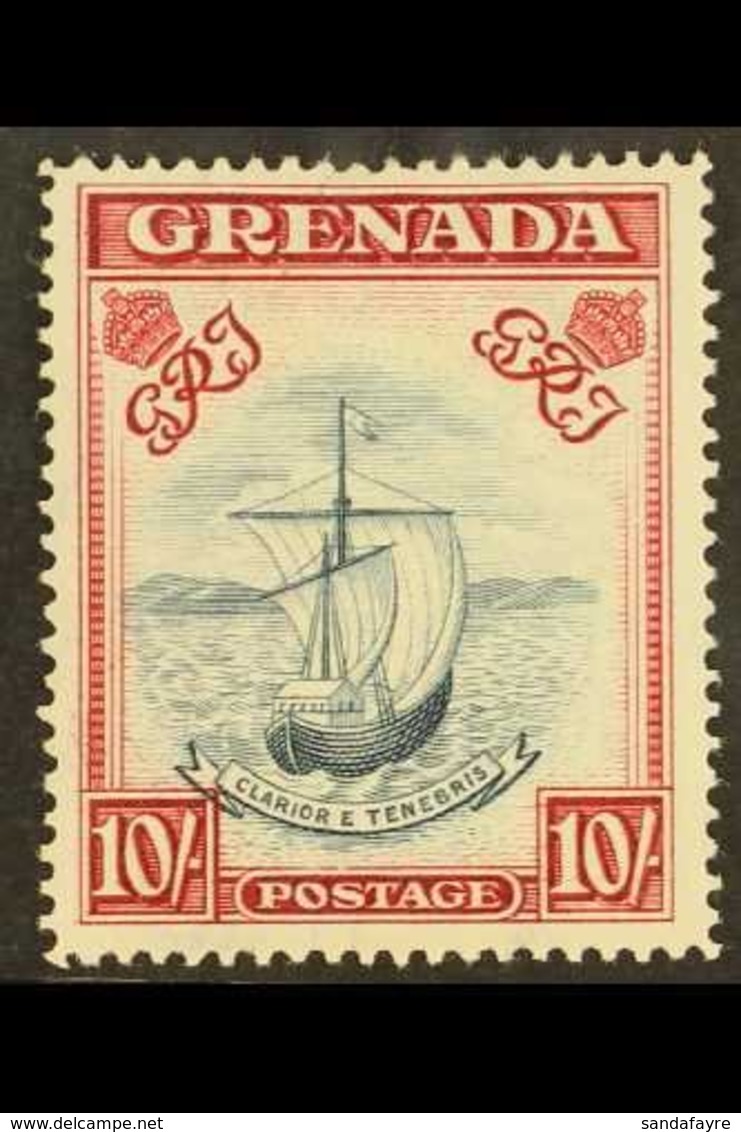 1938-50  10s Slate Blue And Carmine Lake, Wide Printing, Perf 14, SG 163d, Very Fine Mint. For More Images, Please Visit - Grenada (...-1974)