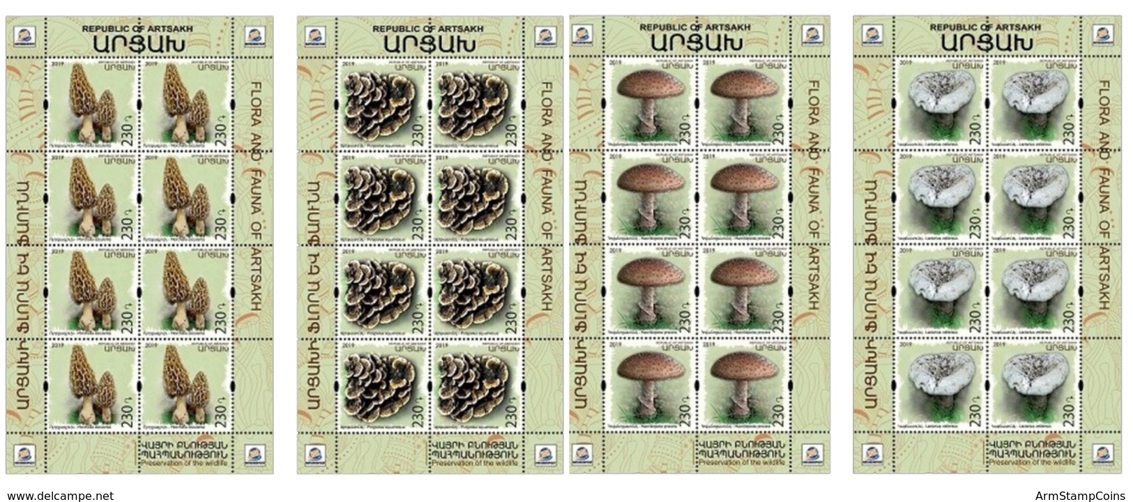 Artsakh - Nagorno Karabakh Armenia Arménie Armenien - 2019 4 SHEETS Flora Mushrooms Nature MNH** - Armenia