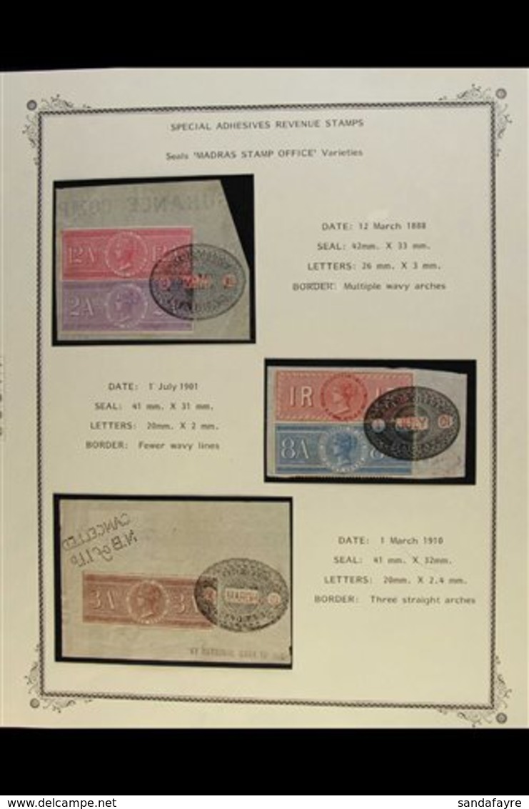 REVENUES  1868-1930 FINE USED "SPECIAL ADHESIVES" COLLECTION Neatly Presented In Mounts On "Scott" Album Pages. An Occas - Other & Unclassified