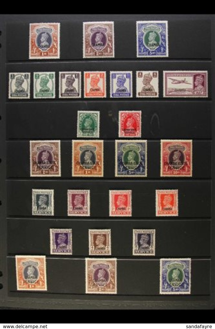 CHAMBA  1938-47 MINT KGVI COLLECTION On A Stock Page. Includes 1942-47 1r, 2r & 5r, White Background Issue Range To 14a, - Other & Unclassified