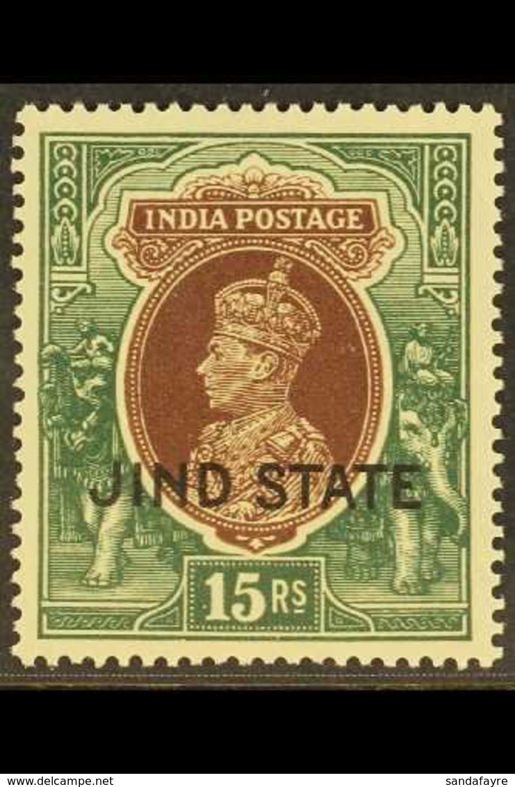 JIND  1937-38 KGVI 15r Brown & Green, SG 125, Never Hinged Mint. For More Images, Please Visit Http://www.sandafayre.com - Other & Unclassified
