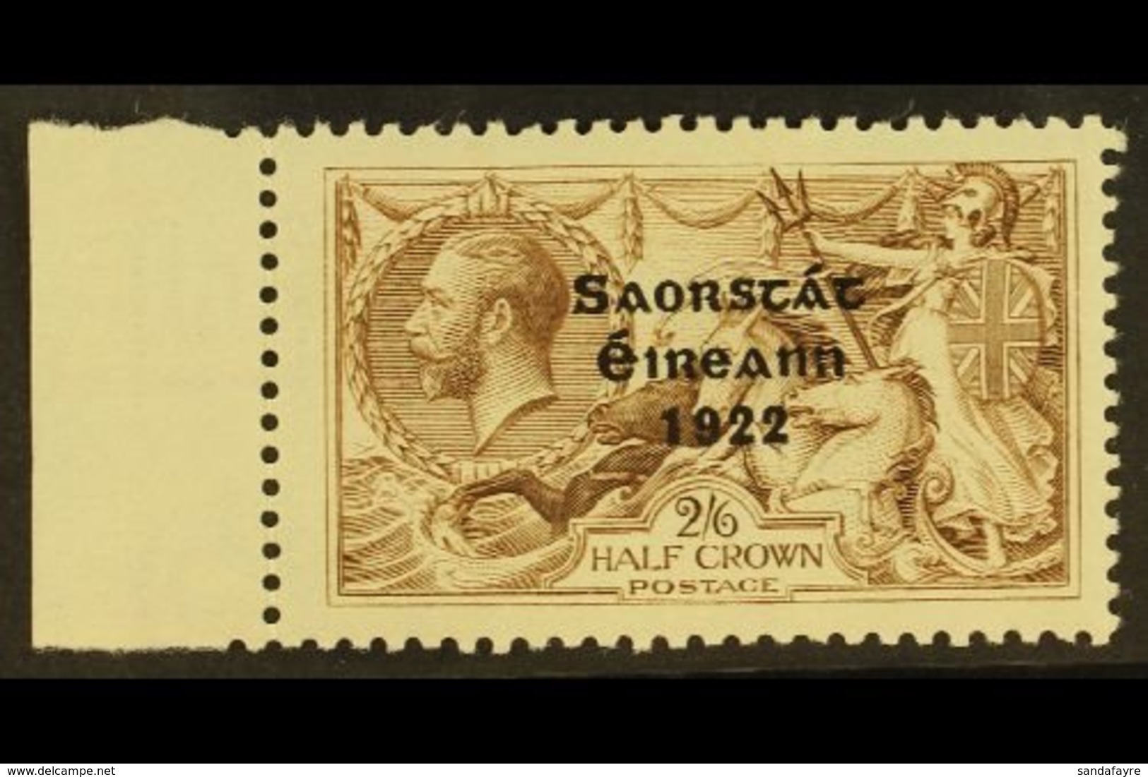 1922  2s 6d Pale Brown, 3 Line Thom Ovpt, Variety "Corner Re-entry", Hib. T59ca (SG 64 Var), Very Fine Mint Marginal. Fo - Other & Unclassified