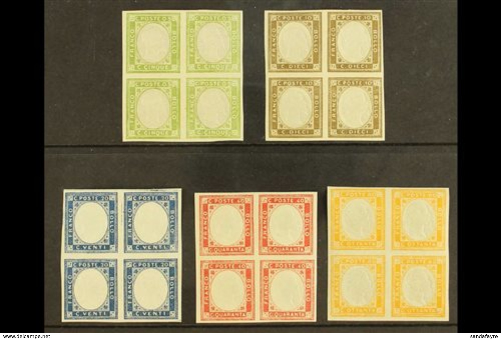 NEAPOLITAN PROVINCES  1861 Local Issue, Complete Set, Sass S1, In Superb BLOCKS OF 4 (2nh, 2og). Cat €1500.(£1125)  (5 B - Unclassified