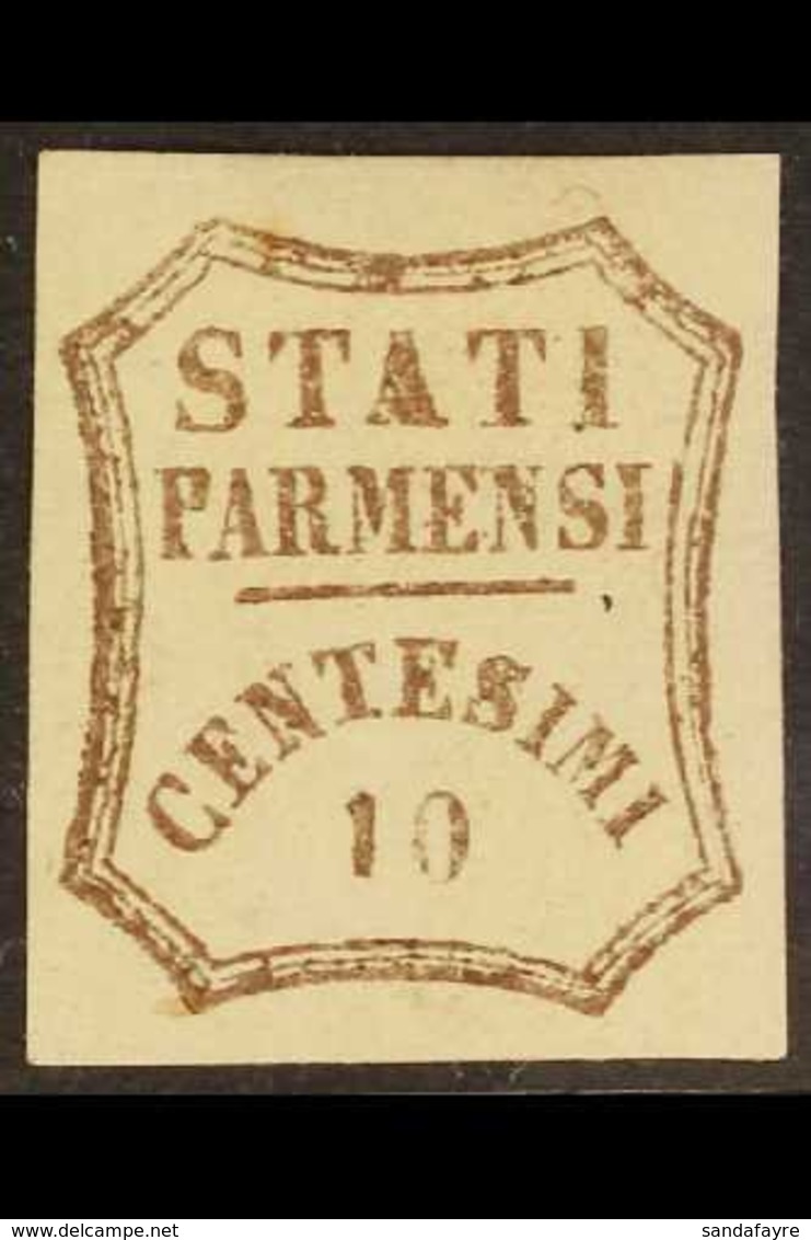 PARMA  PROVISIONAL GOVERNMENT 1859 10c Brown (SG 29, Sassone 14), Fine Mint Small Part Gum, Four Good Margins, Very Fres - Unclassified
