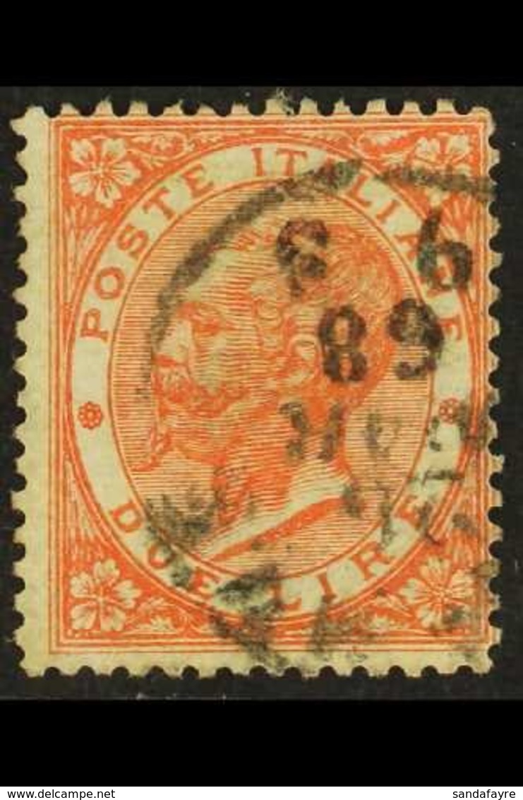 1863  2L Orange, King Victor Emmanuel II, Mi 22, Used With 1868 Dated C.d.s. Postmark For More Images, Please Visit Http - Unclassified