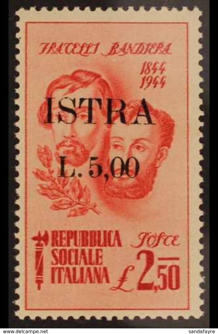 ISTRIA (POLA)  1945 5L On 2.50L Carmine Bandiera With Local "ISTRA" Overprint, Sassone 33, Never Hinged Mint, Expertized - Unclassified