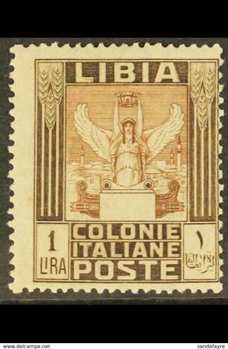 LIBYA  1921 1L Brown Pictorial Perf 14x13¼ (SG 31B, Sassone 30a), Fine Mint, Centred To Lower Right, Fresh. For More Ima - Altri & Non Classificati