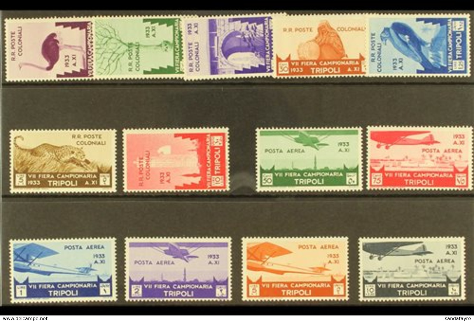 TRIPOLITANIA  1933 Seventh Tripoli Fair complete Set Including Airs, SG 158/70 (Sassone Libya 118/24 & A8/13), Never Hin - Other & Unclassified